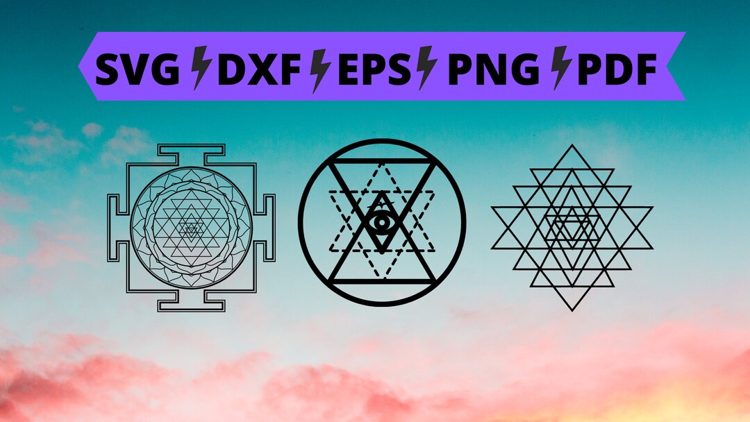 Sacred Geometry Sri Yantra SVG Set, Circle Pattern Clip Art EPS, Cricut, Silhouette Cut File ...