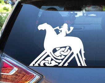 Odin and Sleipnir Vinyl Car Decal // Norse Viking Waterproof Sticker for Window