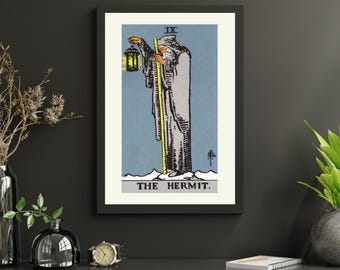 The Hermit Tarot Card Wall Decor Art Print // Witchy Book nook Decor