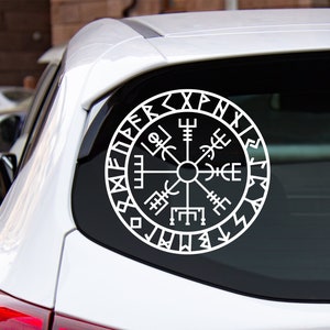 Vegvisir in Runes Vinyl Car Decal // Norse Viking Waterproof Sticker for Window