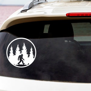 Bigfoot Circular Vinyl Car Decal // Cryptid Outdoor Waterproof Sticker