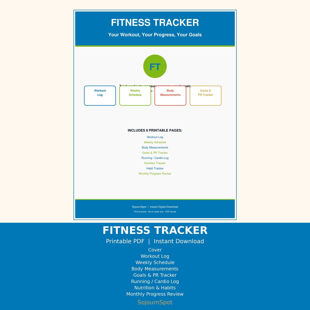 Fitness Tracker Printable PDF | Workout Log | Gym Planner | Body ...
