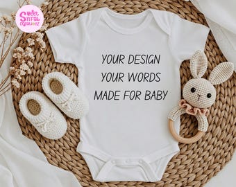 Body bébé personnalisé, body pour nourrisson, téléchargez votre propre motif ou texte, tenue de nouveau-né personnalisée, cadeau de naissance
