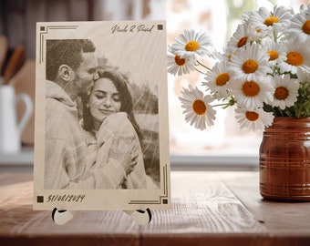 Custom Laser Engraved Wood Portrait | Anniversary Photo Gift