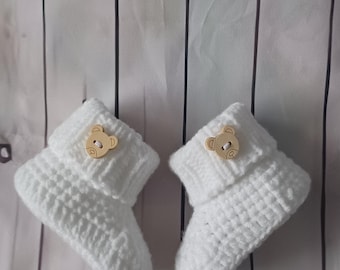 Teddy Bear Baby Booties 0-3 Months Handmade