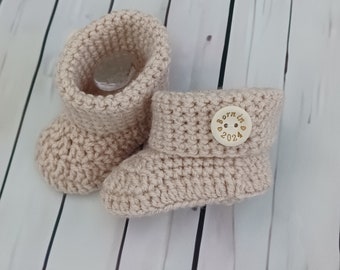 Born In 2024 Crochet Baby Booties 0-3 Months Handmade