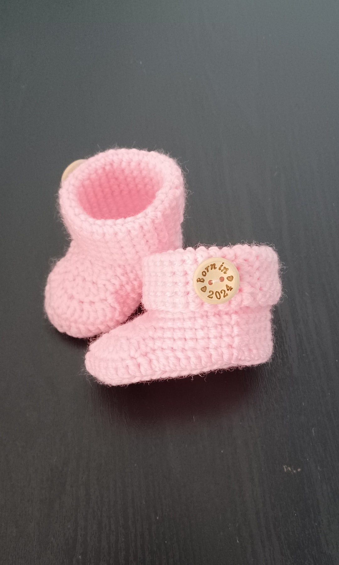 Born in 2024 Crochet Baby Booties 03 Months Handmade Etsy