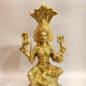 10&quot; Brass Mariamman Statue - Hindu Goddess Durga Idol