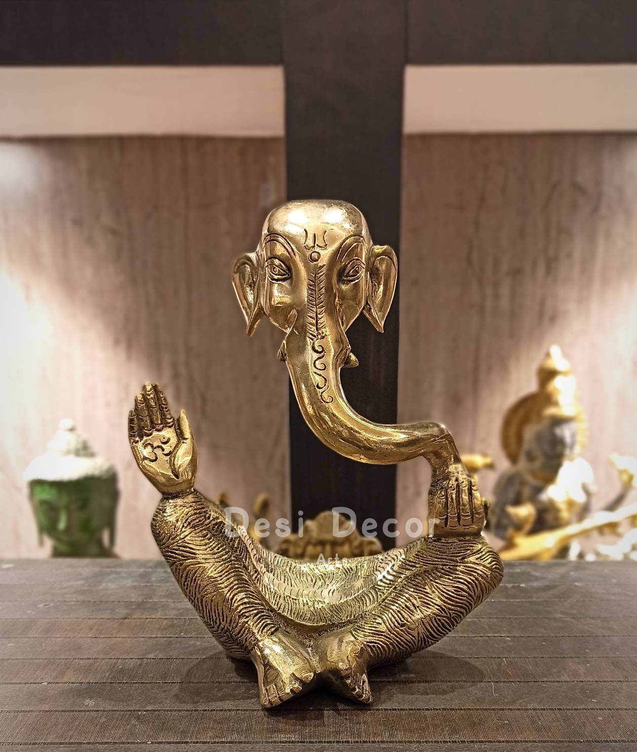Handmade Brass Hair Comb Gold Ganesha Krishna Religious Vintage Indian Art Boho Buy Radha Krishna Ganesha Artistic Comb Big Brass Handicarft  main image 3