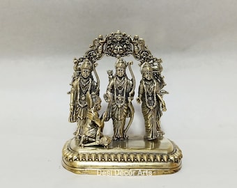 Estatua de latón vintage de Ram Darbar: ídolo de Rama y Sita de 7,6 cm hecho a mano