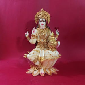 Lakshmi Statue: 31 CM Cultured Marble Hindu Goddess Idol
