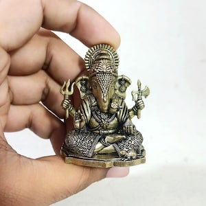 真鍮製ガネーシャ像：宝石象嵌ヒンドゥー教の象神（15 CM） - Etsy 日本