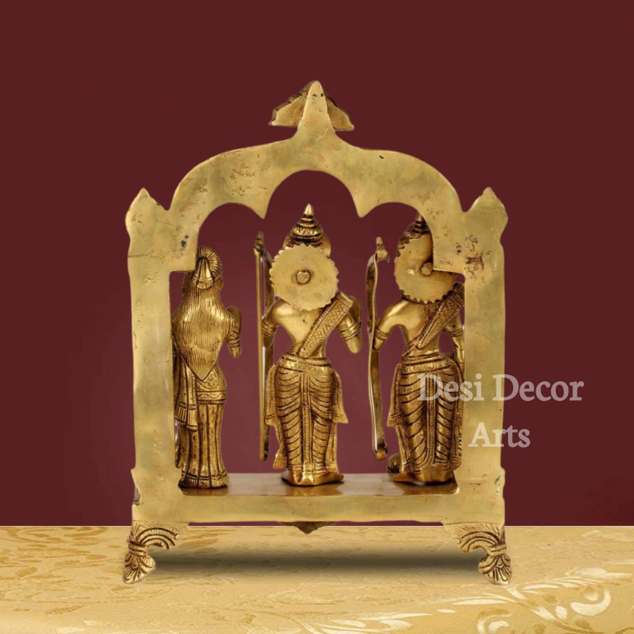 Brass Ram Darbar Statue: Ram, Sita, Lakshman, Hanuman Puja Idols