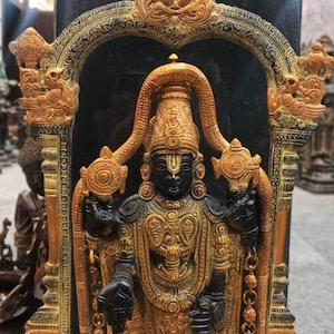 24&quot;Brass Tirupati Balaji Statue, Big Brass Shree Venkateswara Sculpture, Perumal Srinivasa Idol, Incarnation of Vishnu, Venkata, Decor, Gift