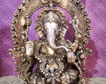 16 Inch Brass Ganesha Statue: Hindu God of Luck & Wisdom