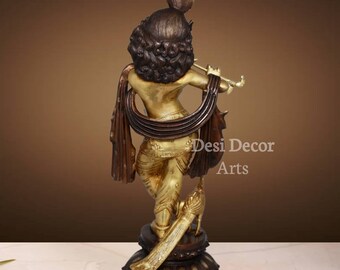 27インチの真鍮製クリシュナの笛：ヒンドゥー教の神の彫刻 - Etsy 日本