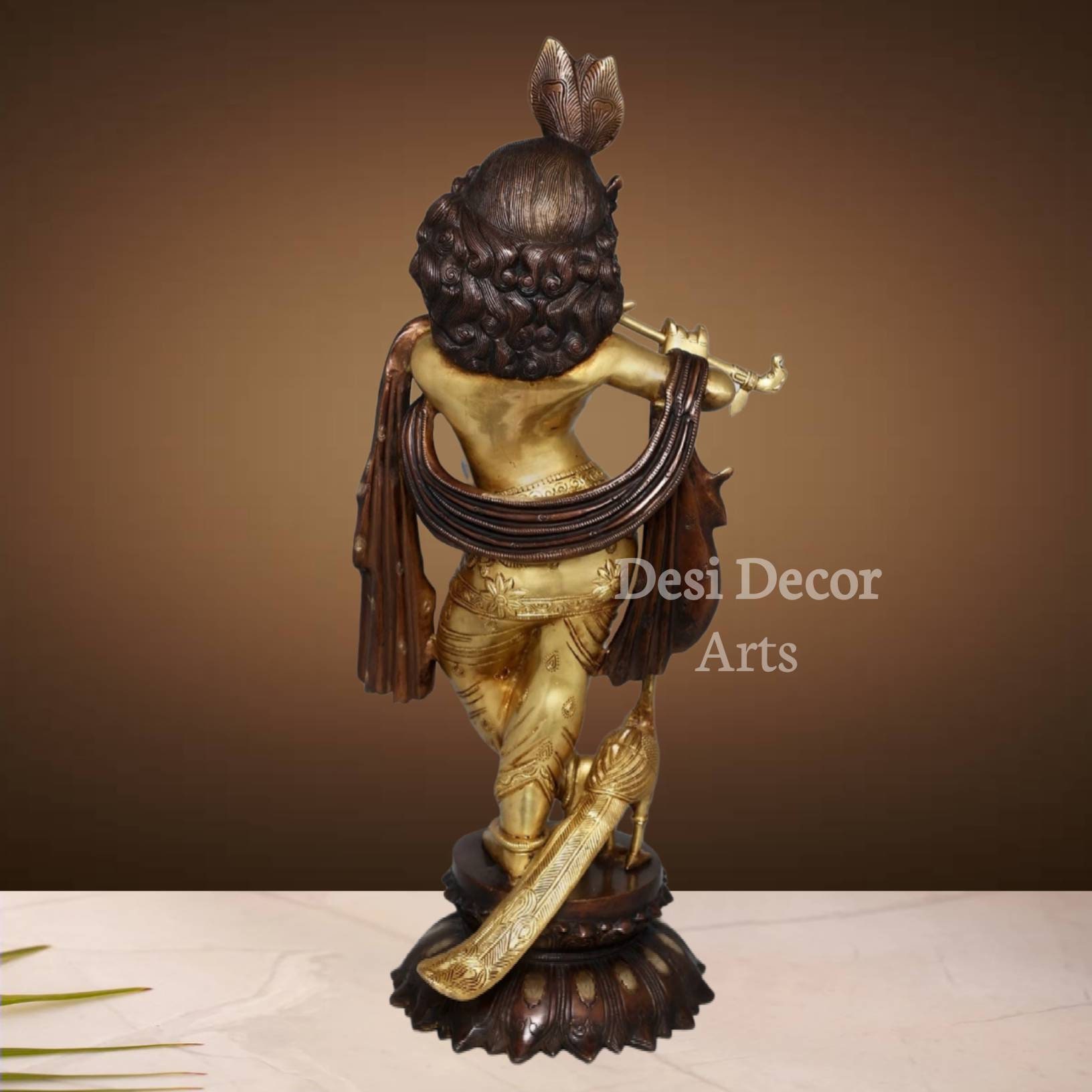 金属製 クリシュナ像 笛を吹く神像 金属工芸品 クリシュナ 立像 笛を