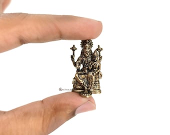 Micro Brass Narasimha Statue with Prahlad – 3.5cm Tiny Idol (Altar Decor)