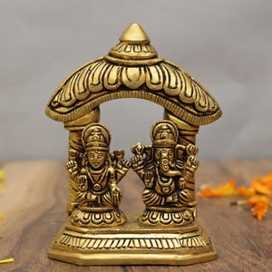 Brass Lakshmi Ganesha Statue Set - Diwali Puja Decor