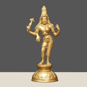 Brass Ardhnarishvara Statue: Shiva-Shakti Idol, Temple Decor (22CM)