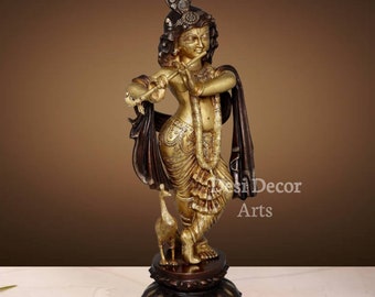 27インチの真鍮製クリシュナの笛：ヒンドゥー教の神の彫刻 - Etsy 日本