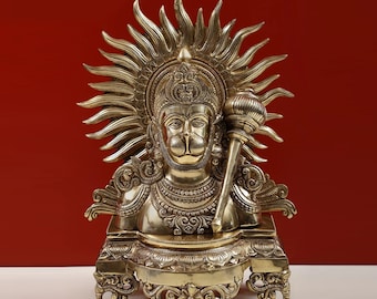 真鍮製のハヌマーン神の像、バジュランバリの置物、15 CM 真鍮製の