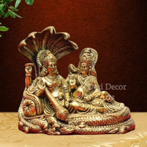 Brass Vishnu Lakshmi Statue, 7&quot; Brass Lakshmi Narayan Statue, Standing Vishnu Laxmi idol, Laxmi Narayan Idol, Hindu Gods Statue,Gift.