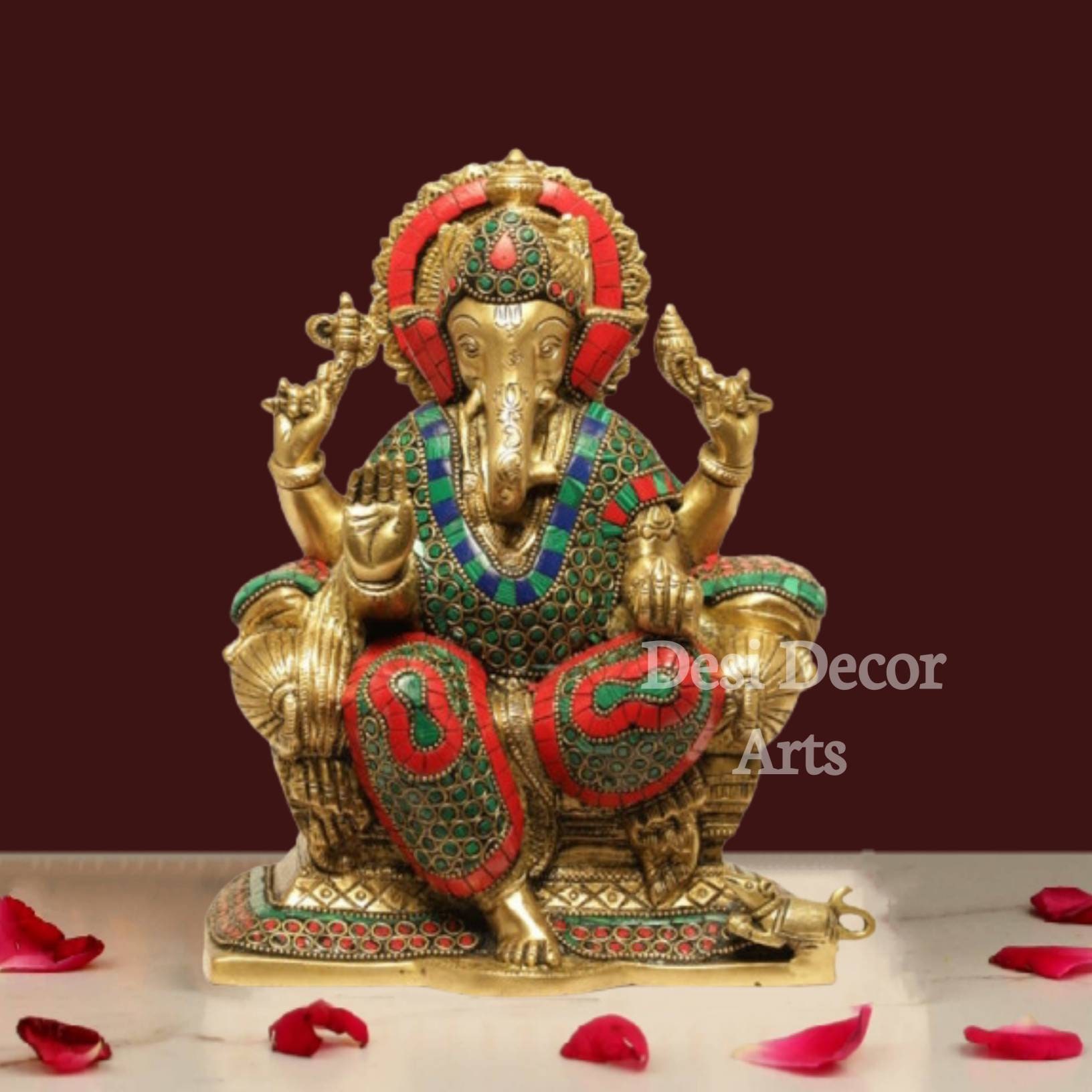 真鍮製ガネーシャ像：21cmのガネーシャ神像、室内装飾 - Etsy 日本
