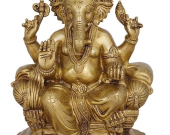 真鍮製ガネーシャ像：21cmのガネーシャ神像、室内装飾 - Etsy 日本