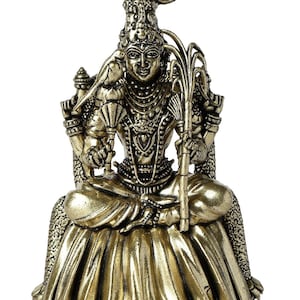Brass Raj Rajeshwari Idol: Hindu Goddess Tripura Sundari Statue (4 inch)