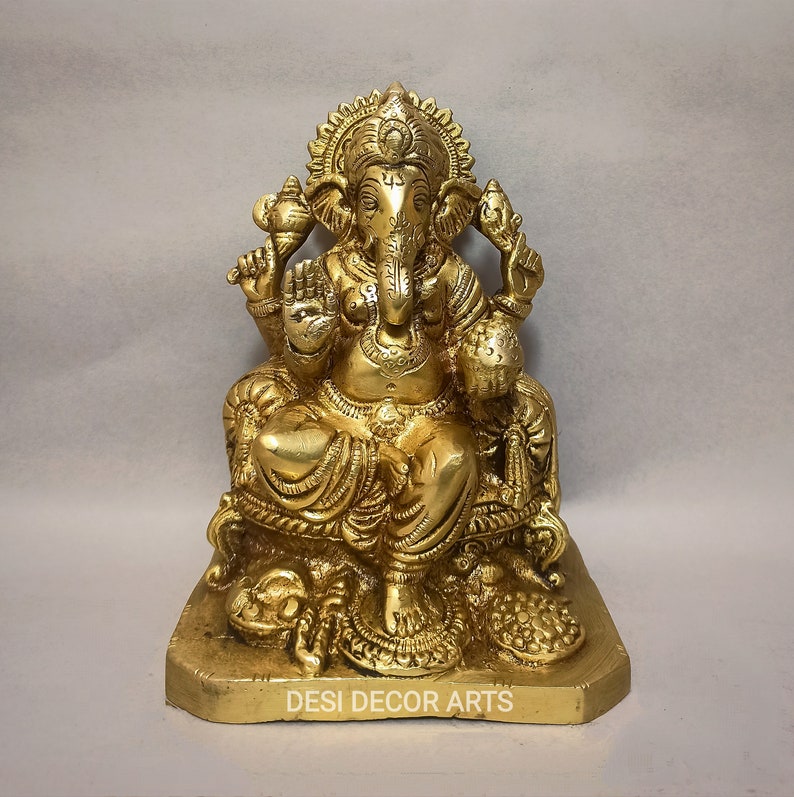Brass Ganesha Statue 17 CM Ganesh, Brass Lord Ganesha Idol, Ganesh