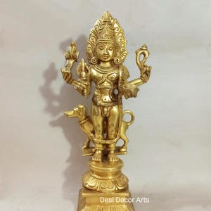 11" Bhairava Statue with Dog | Brass Bhairav Statue | Maha Kala Bhairava | God | Vajrabhairava | Yamantaka | Bhairav Murti | Gift | Handmade