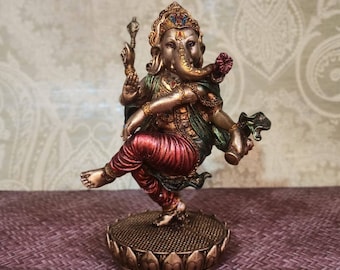 Dancing Ganesha Statue: 8" Resin Hindu God Idol