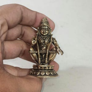 6 cm Brass Small Lord Ayyappa Swamy Statue, Ayyappan Swamy, Hindu God Of Self Control Hariharasudhan Deity, Manikandan, Avtar Of Vishnu