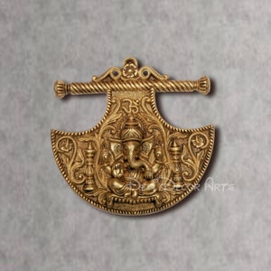 Brass Ganesha Wall Hanging- 10&quot; Ganesha Fan, Lord Ganesha on Pankhi, Ganpati idol, Ganesh Sculpture, Ganesha, Elephant Headed Hindu Deity
