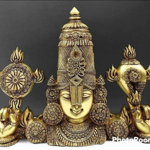 Brass Tirupati Balaji Statue: Shree Venkateswara Wall Hanging, Hindu Decor
