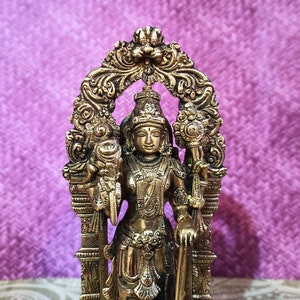 Lord Vishnu Narayan Idol, 24 cm Standing Vishnu Statue, Brass Narayana Swami Figurine, Vishnu Sculpture for Home Temple, Garden Decor