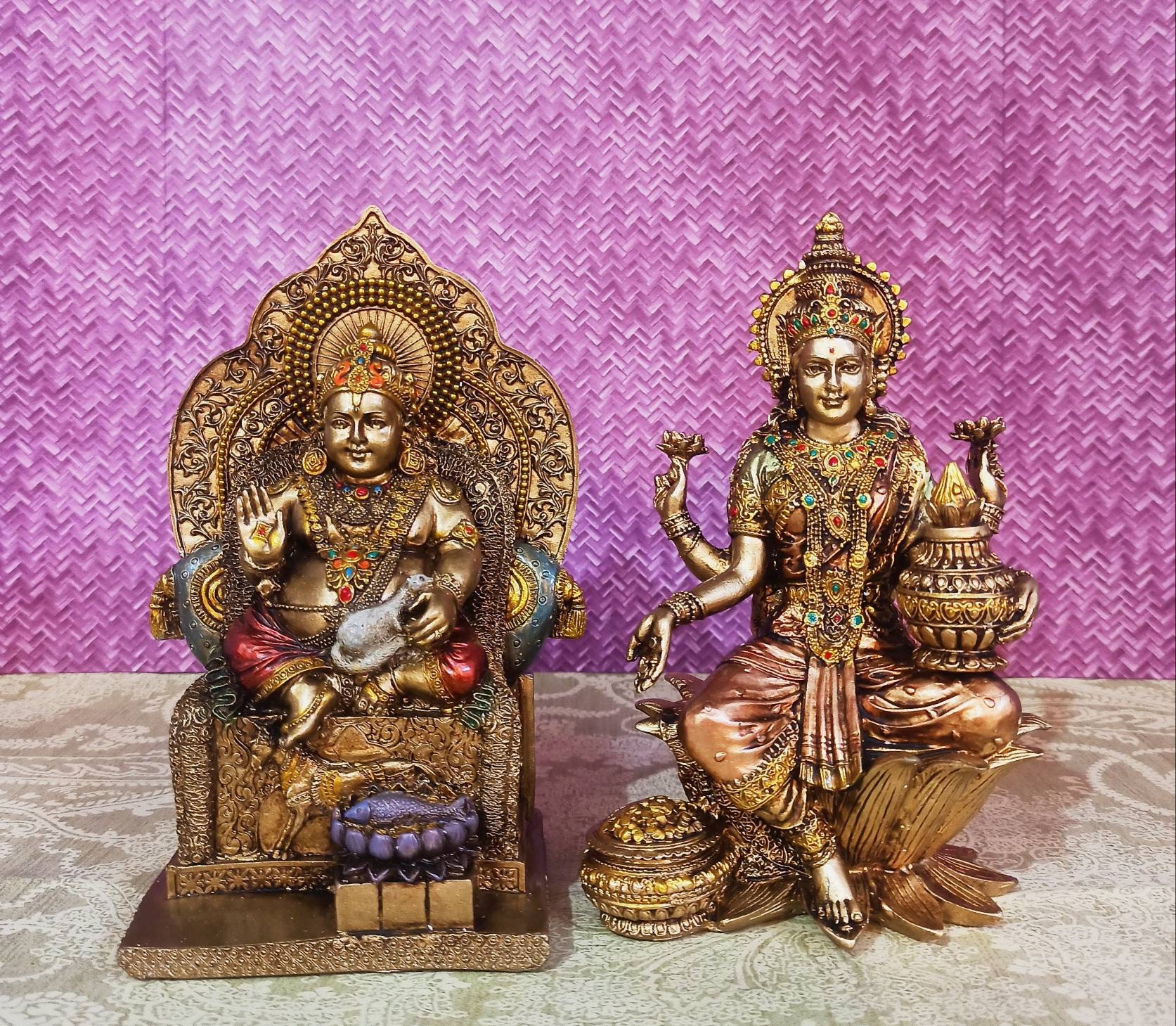 Kuber Laxmi 像: 樹脂銅仕上げのヒンドゥー教の神と女神 - Etsy 日本