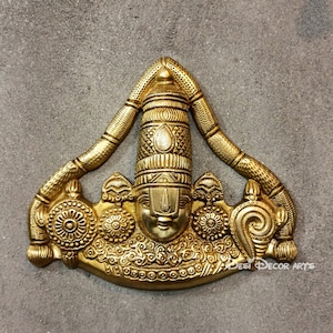 09&quot; Brass Tirupati Balaji Face Wall Hanging, Shree Venkateswara Statue, Srinivasa Idol, Incarnation of Vishnu, Venkata, Wall Decor, Gifts
