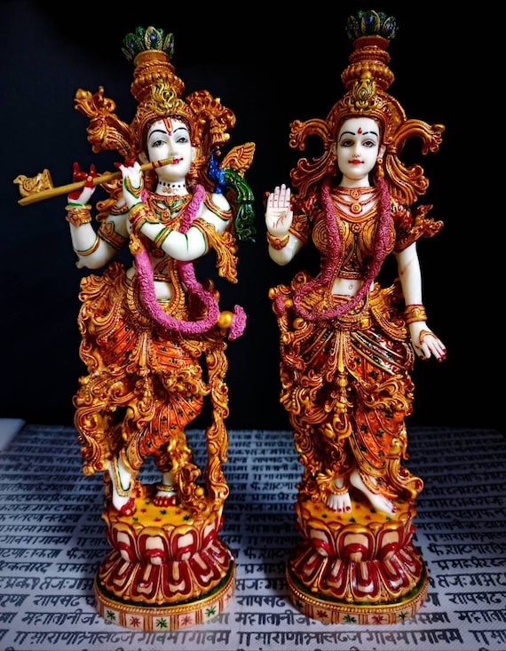 Big Radha Krishna Statue Hare Krishna With Radha Standing God Etsy
