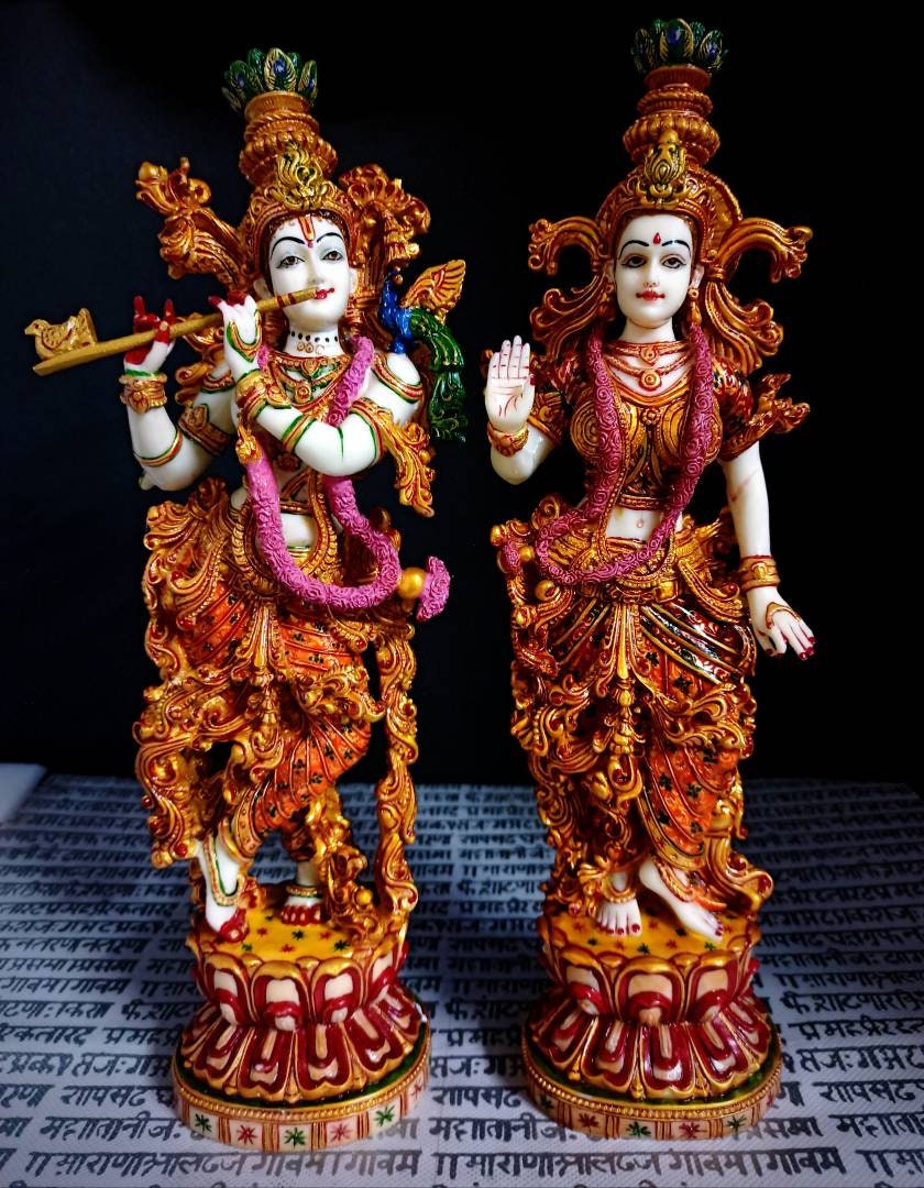 Big Radha Krishna Statue Hare Krishna With Radha Standing God Etsy