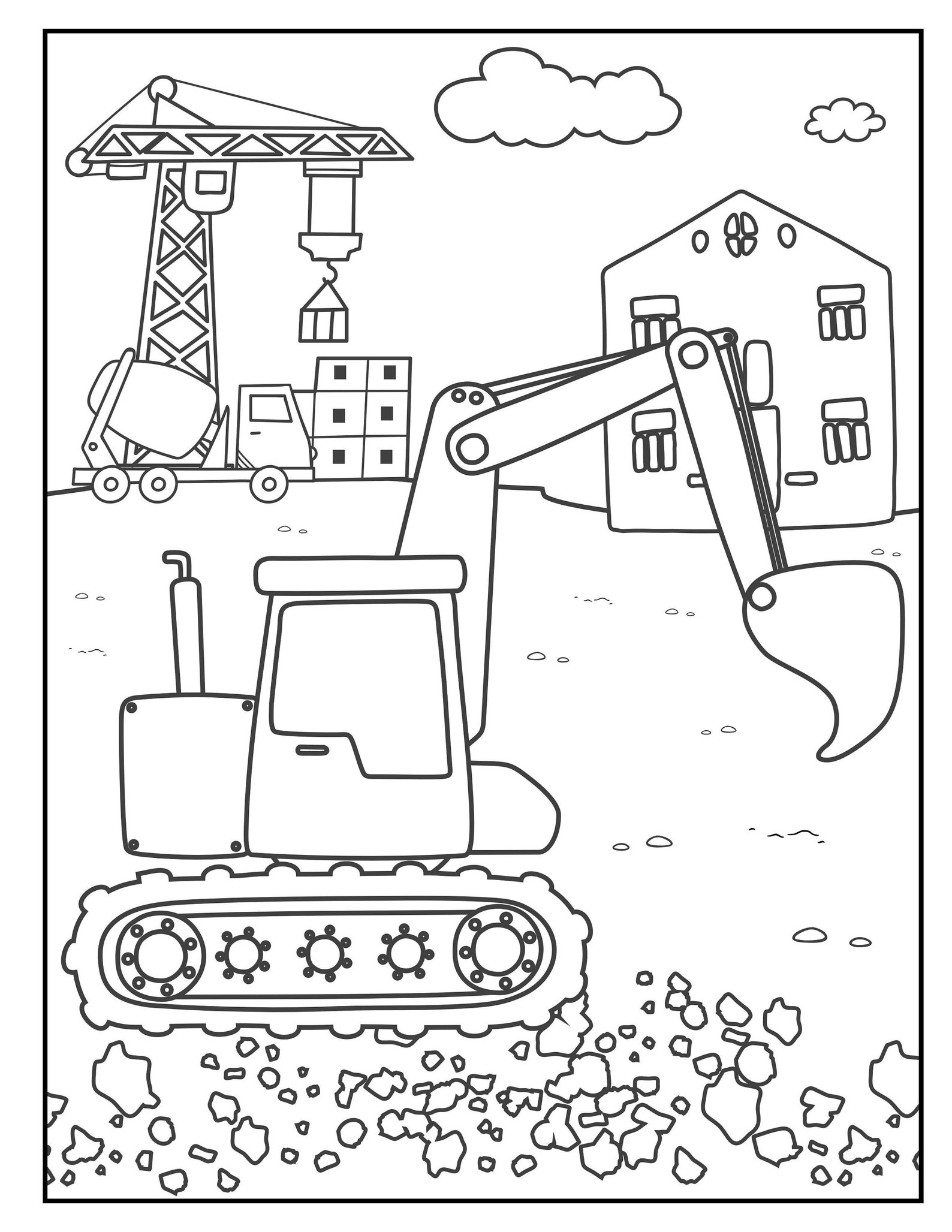 Kids Construction Coloring Pages 40 Pages - Etsy