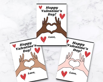 3 cartes de la Saint-Valentin coeur mains / ensemble de cartes de la Saint-Valentin / enfants Saint-Valentin / mignon Saint-Valentin/ salle de classe Saint-Valentin /3 images téléchargement immédiat