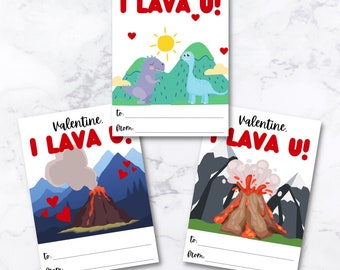 I Lava You Valentine Cards / Set of Valentine's Cards / Kids Valentine / Cute Valentine/ Classroom Valentines / SET of 3 INSTANT DOWNLOAD