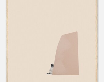 Framed Minimalist Collage Art Print: &#39;Recharging&#39; - Burnt Orange