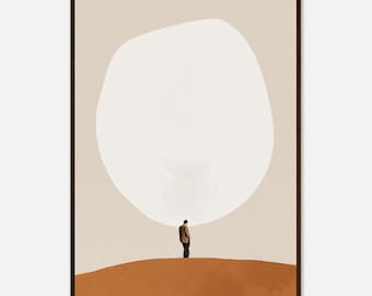 Minimalist Burnt Orange Art Print: Japandi Style Framed Poster