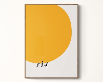 We Can Move The Sun Together - Premium Mattes Papier Poster, Collage Wall Art, Archivpapier Sonne Kunstdruck