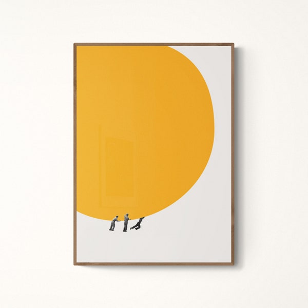 We Can Move The Sun Together - Premium Mattes Papier Poster, Collage Wall Art, Archivpapier Sonne Kunstdruck