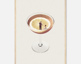 Cocktail Art Print: Japandi Style Framed Poster