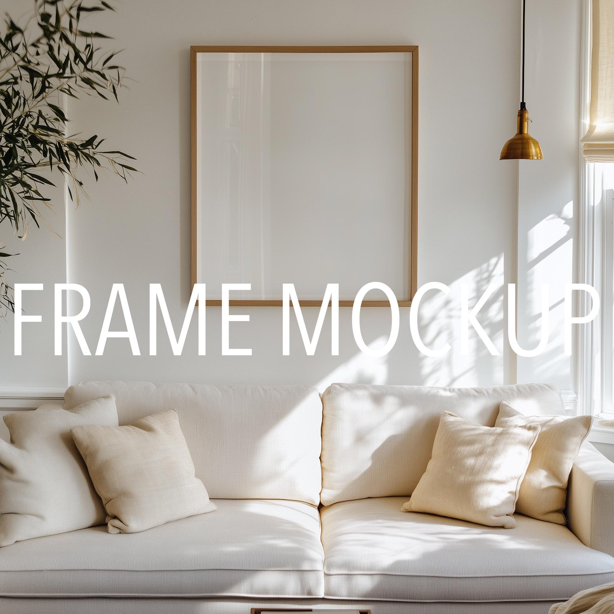 Print Mockup, Realistic Frame Template, Blank Picture Frame Mockup Template, Living room, Photography mockup template, Large Frame, Vertical